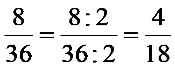 A second method for simplifying the fraction 8 out of 36