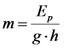 Formula for calculating mass through energy, ground acceleration and height
