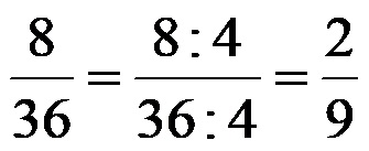 Shortening the fraction 8 from 36